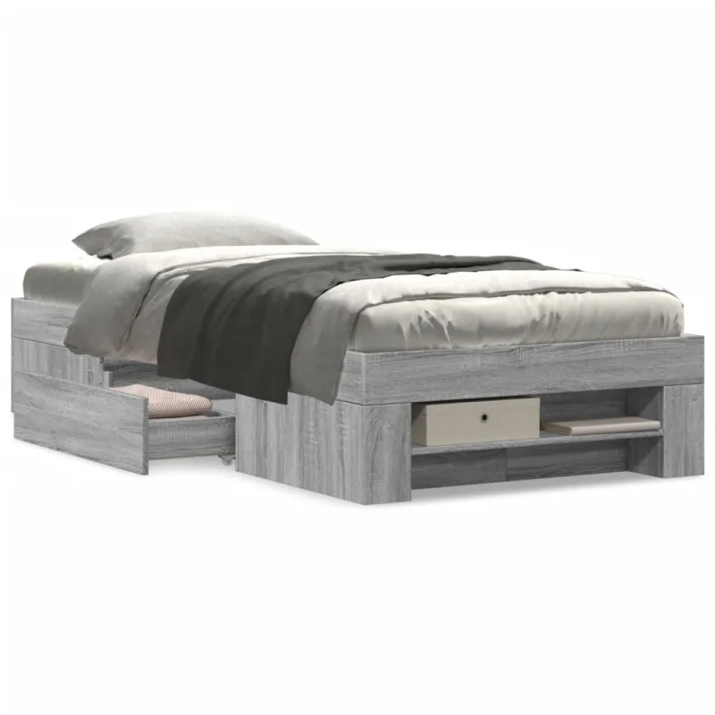 Lovos rėmas, pilkos ąžuolo spalvos, 90x190cm, apdirbta mediena