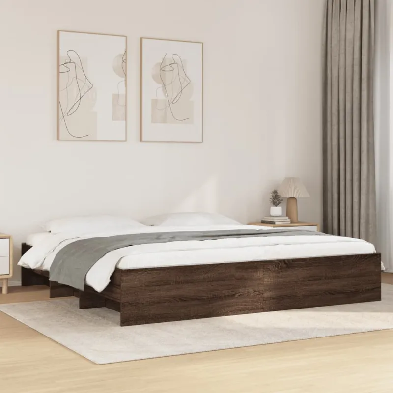 lovos rėmas be čiužinio rudas ąžuolas 200x200 cm