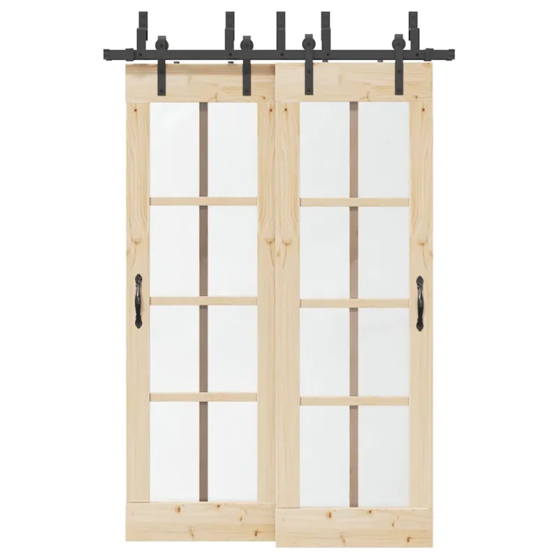 Stumdomų durų įrangos rinkinys, juodos sp., 152,5cm, plienas