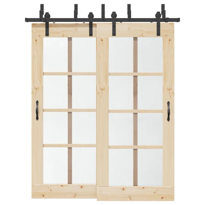 Stumdomų durų įrangos rinkinys, juodos spalvos, 183 cm, plienas