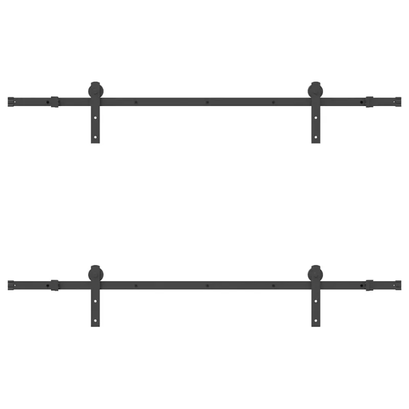 Stumdomų durų įrangos rinkinys, juodos spalvos, 183 cm, plienas
