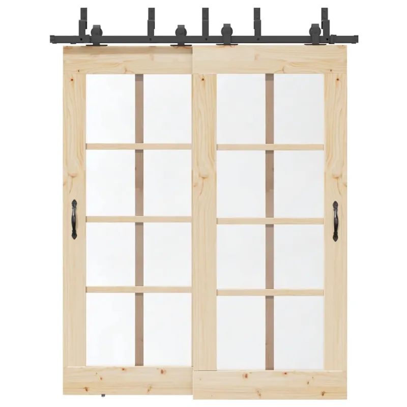 Stumdomų durų įrangos rinkinys, juodos spalvos, 183 cm, plienas