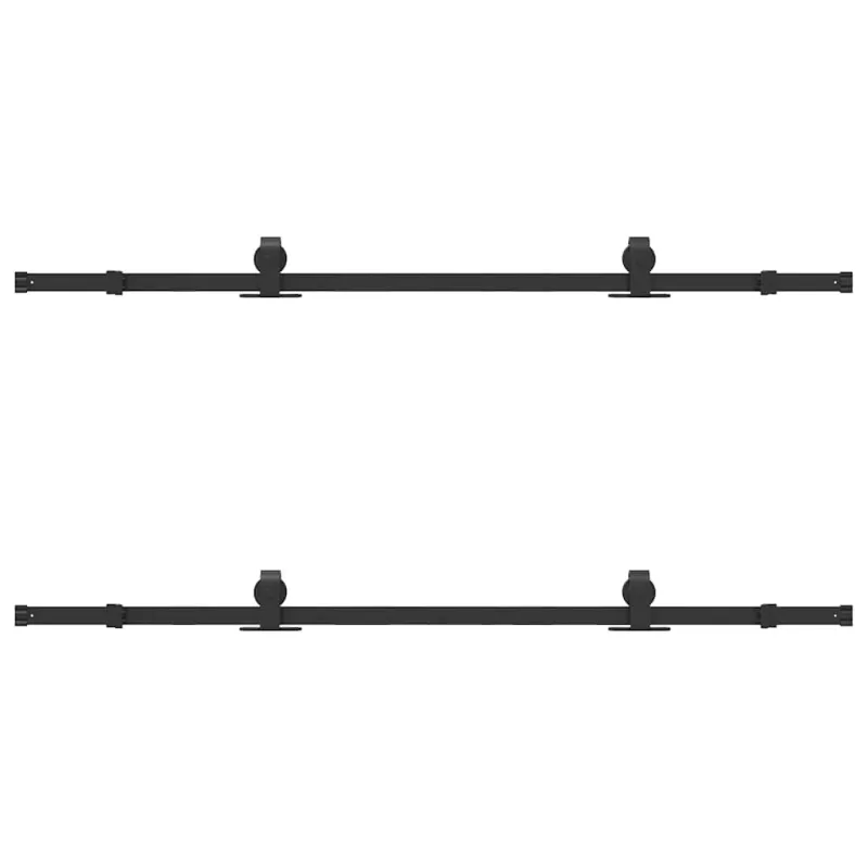 Stumdomų durų įrangos rinkinys, juodos spalvos, 183 cm, plienas
