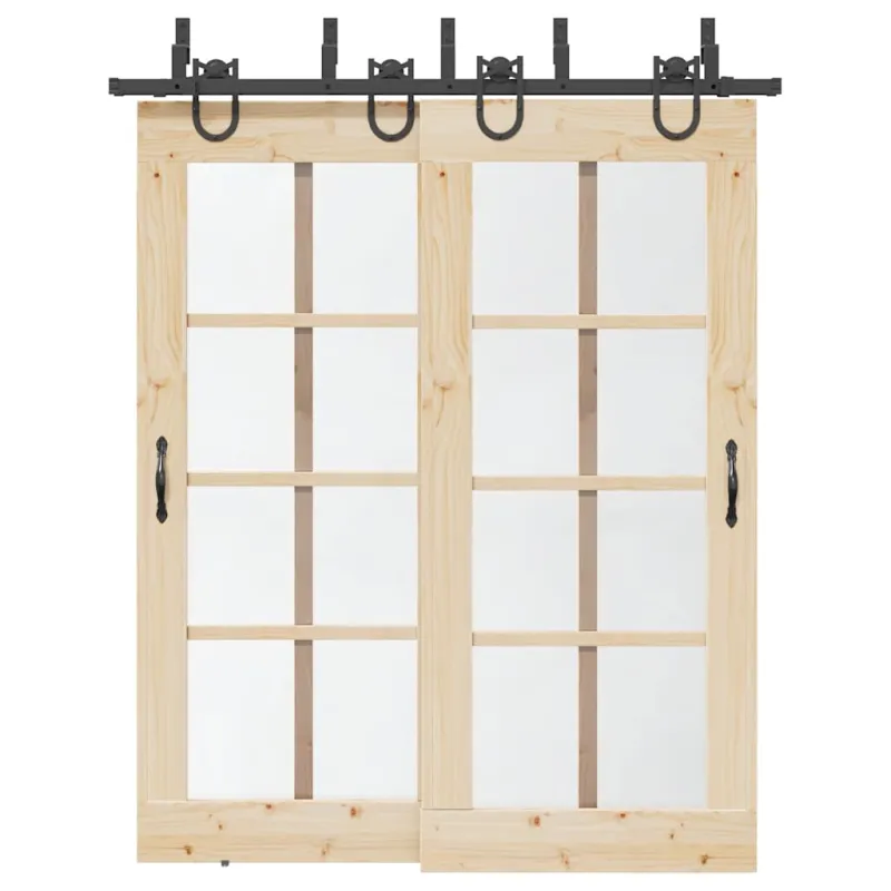 Stumdomų durų įrangos rinkinys, juodos spalvos, 183 cm, plienas