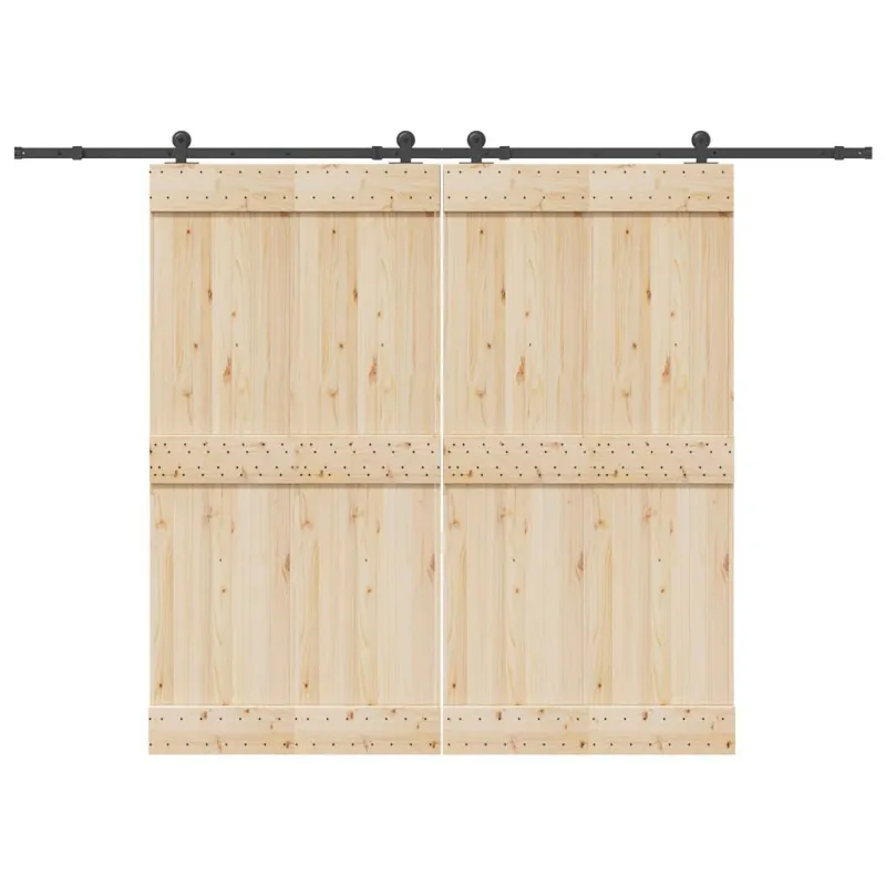 Stumdomų durų įrangos rinkinys, juodos sp., 305 cm, plienas
