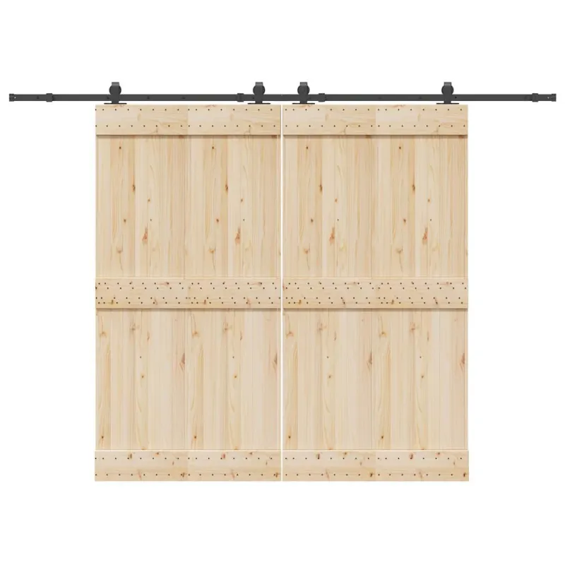 Stumdomų durų įrangos rinkinys, juodos sp., 305 cm, plienas
