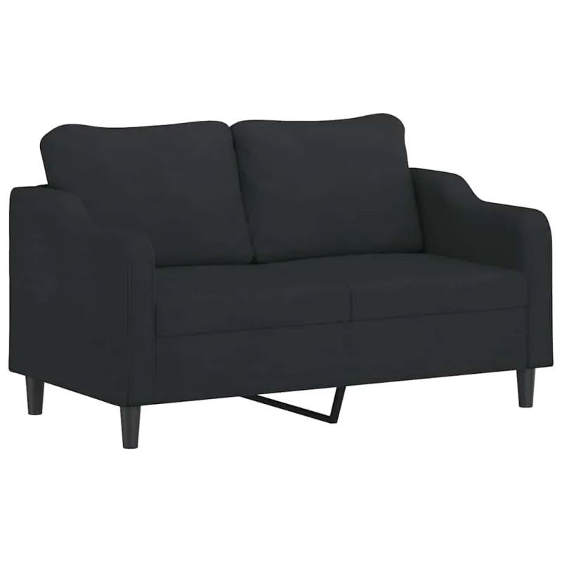 Sofos komplektas su pagalvėlėmis, 3 dalių, juodas, audinys