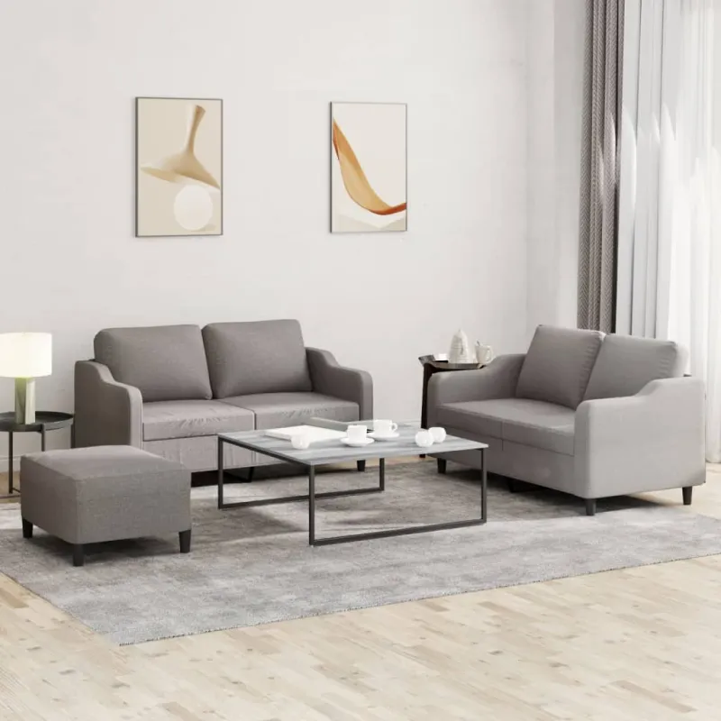 Sofos komplektas su pagalvėlėmis, 3 dalių, taupe, audinys
