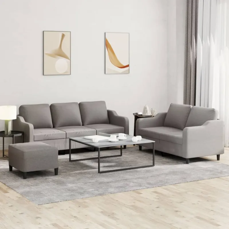 Sofos komplektas su pagalvėlėmis, 3 dalių, taupe, audinys
