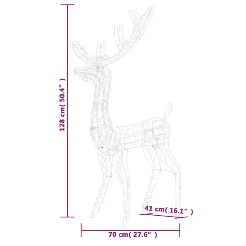 Kalėdinė dekoracija elnias, 120cm, akrilas, 140 mėlynų LED