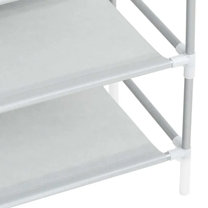 Stovas batams su 4 lentynomis, sidabrinis, metalas ir audinys