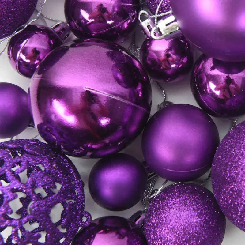 Eglutės žaisliukų rinkinys, 100vnt., violetinės spalvos