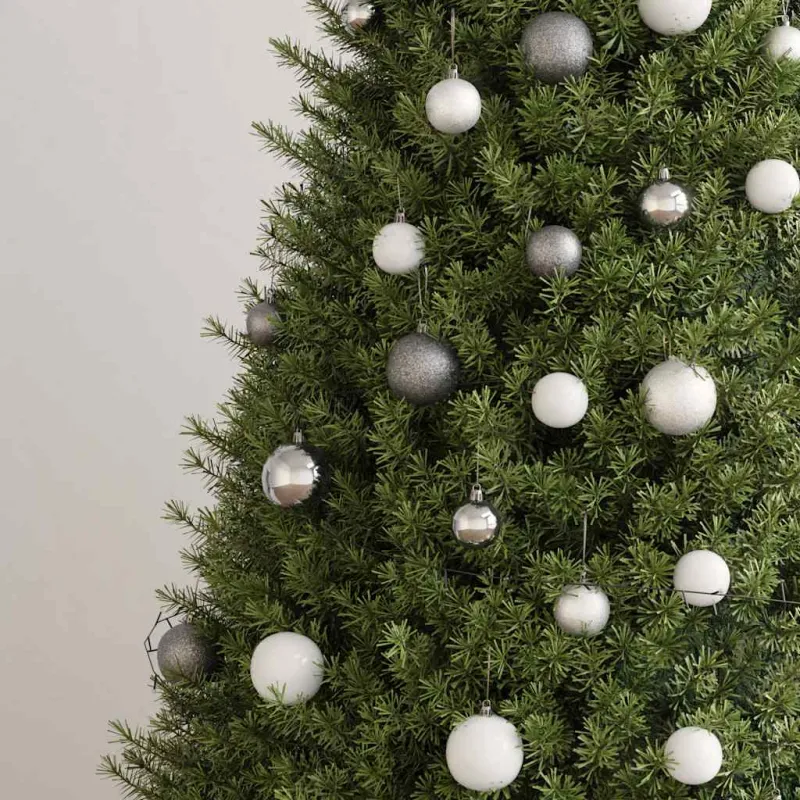 Eglutės žaisliukų rinkinys su viršūne ir 150 LED, 60 dalis