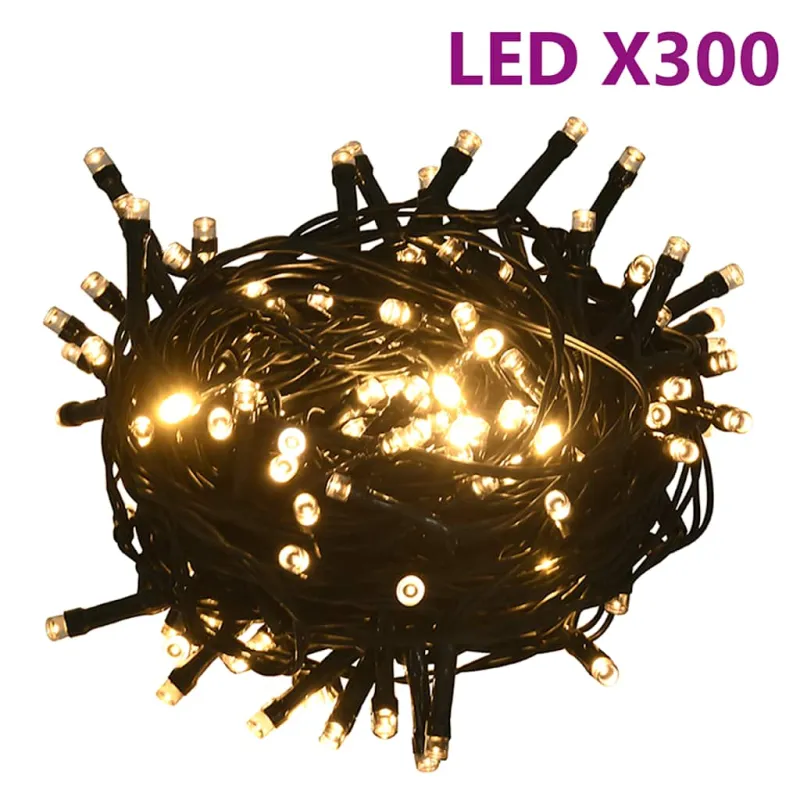 Eglutės žaisliukų rinkinys su viršūne ir 300 LED, 120 dalių