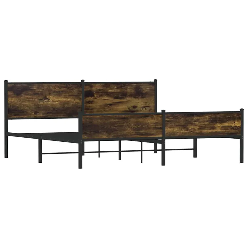 Lovos rėmas be čiužinio, dūminio ąžuolo, 193x203cm, metalas