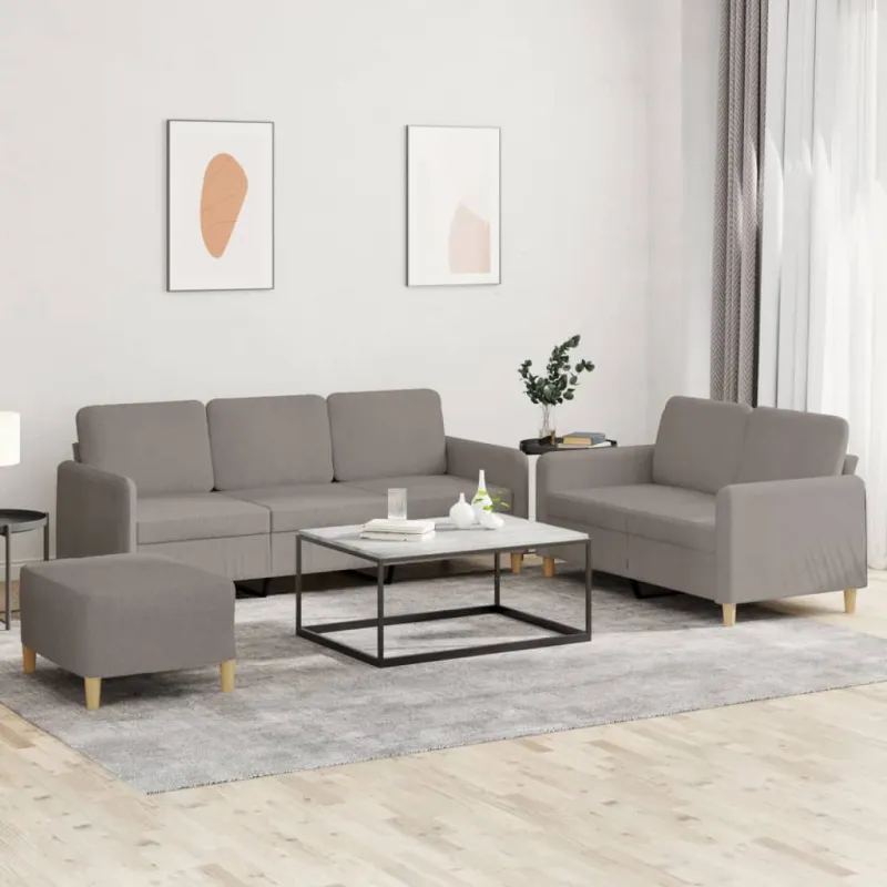 Sofos komplektas su pagalvėlėmis, 3 dalių, taupe, audinys