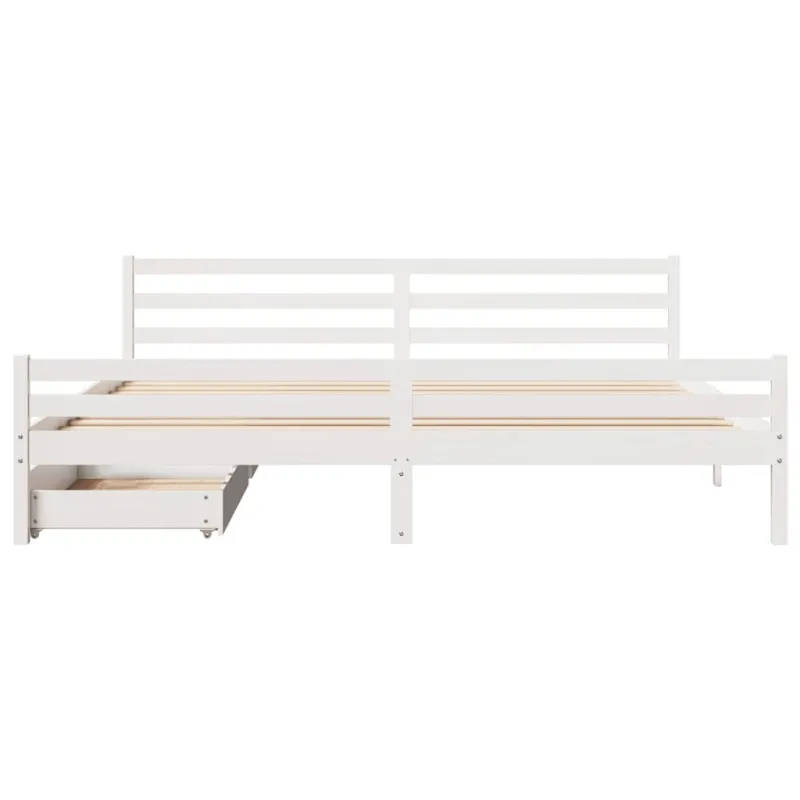 Lovos rėmas be čiužinio, baltas, 200x200cm, pušies masyvas