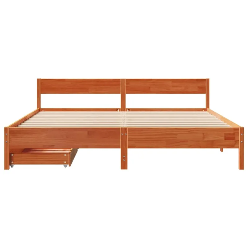 Lovos rėmas be čiužinio, vaško rudas, 200x200cm, pušies masyvas