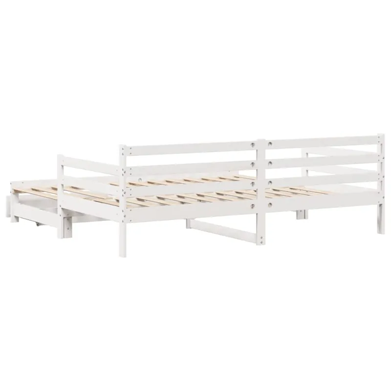 Lova su ištraukiama dalimi/stalčiais be čiužinio balta 90x200cm
