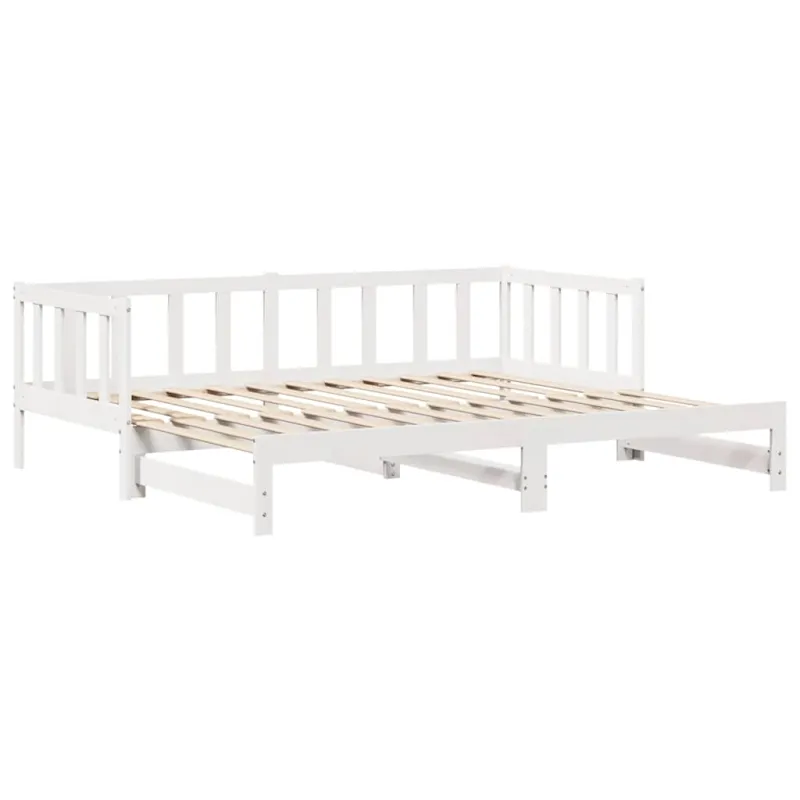 Lova su ištraukiama dalimi/stalčiais be čiužinio balta 90x200cm