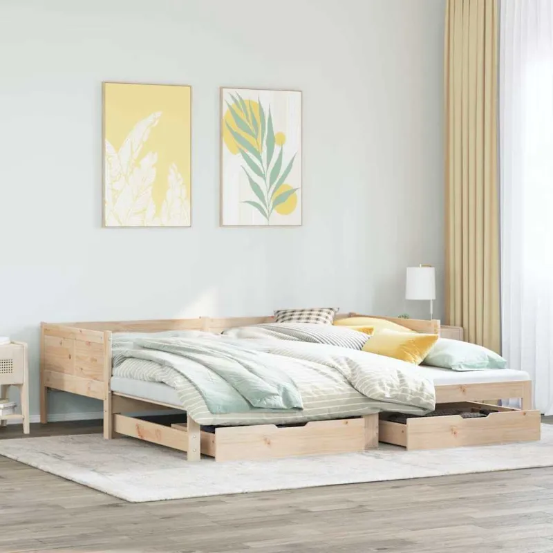 Lova su ištraukiama dalimi/stalčiais be čiužinio, 80x200 cm
