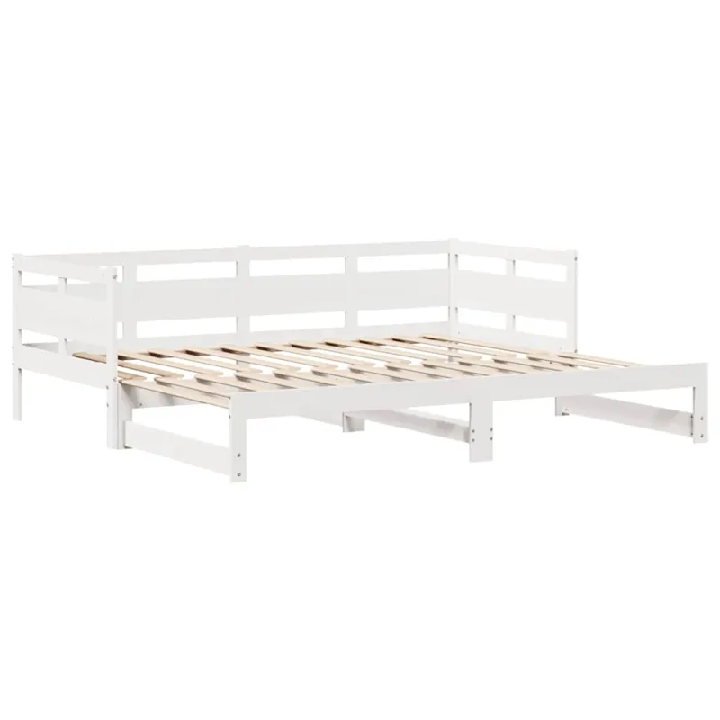 Lova su ištraukiama dalimi/stalčiais be čiužinio balta 90x200cm