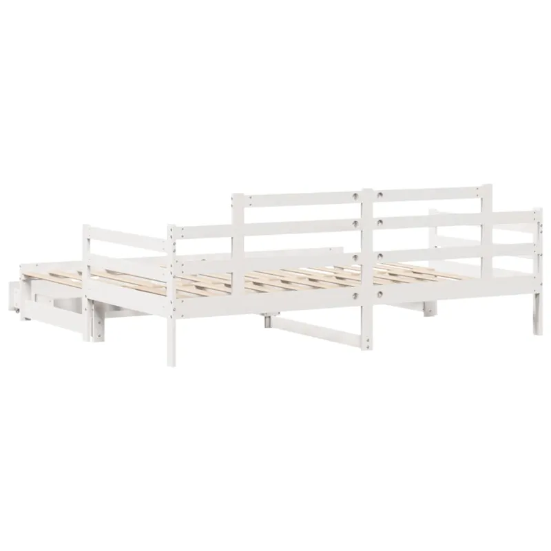 Lova su ištraukiama dalimi/stalčiais be čiužinio balta 90x200cm