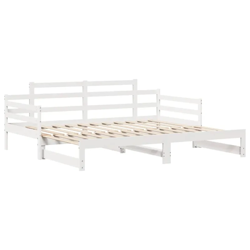 Lova su ištraukiama dalimi/stalčiais be čiužinio balta 80x200cm