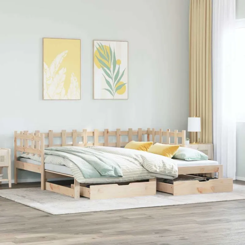 Lova su ištraukiama dalimi/stalčiais be čiužinio, 80x200 cm