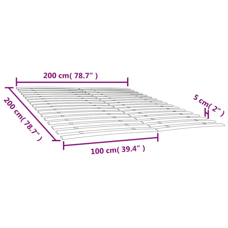 Lovos grotelių pakaitalai su 34 grotelėmis, 2 vnt., 100 x 200 cm