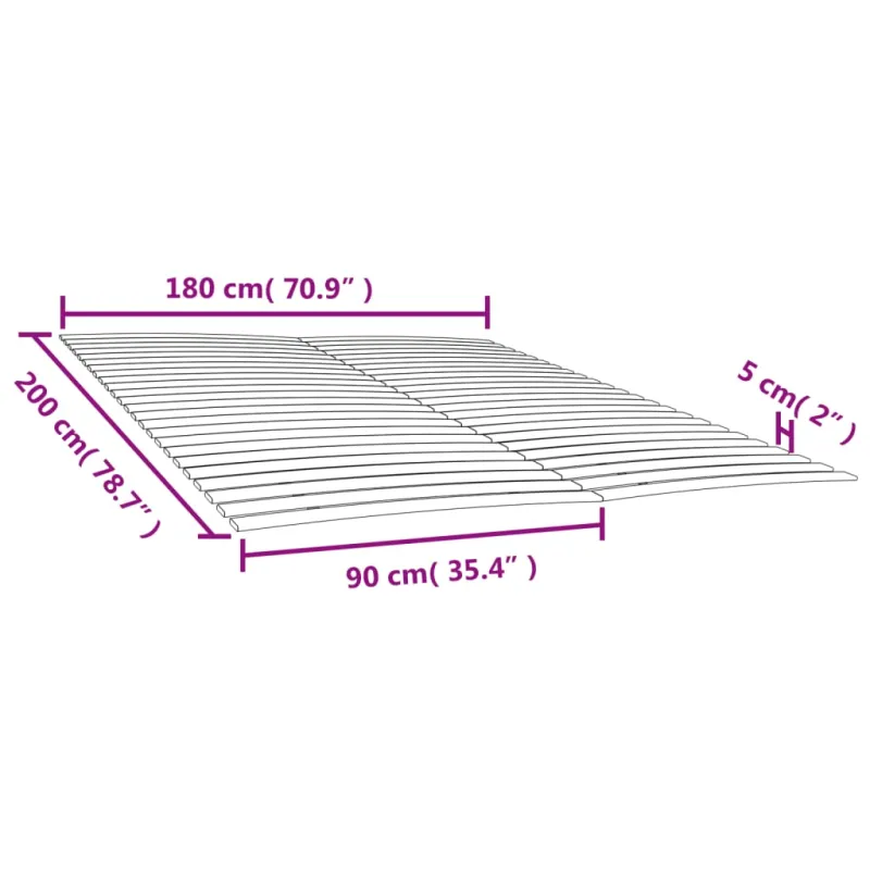 Lovos grotelių pakaitalai su 48 grotelėmis, 2 vnt., 90x200 cm