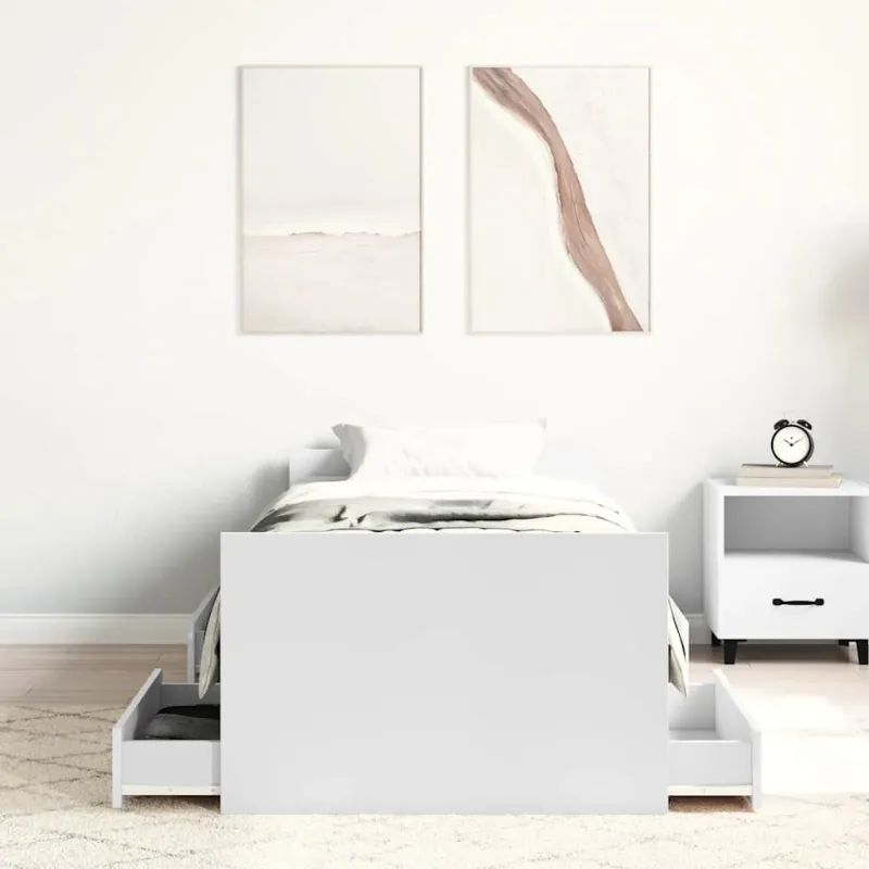 Lovos rėmas su galvūgaliu ir kojūgaliu, baltas, 100x200cm