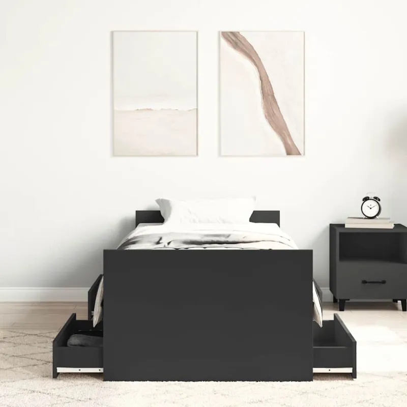 Lovos rėmas su galvūgaliu ir kojūgaliu, juodas, 100x200cm