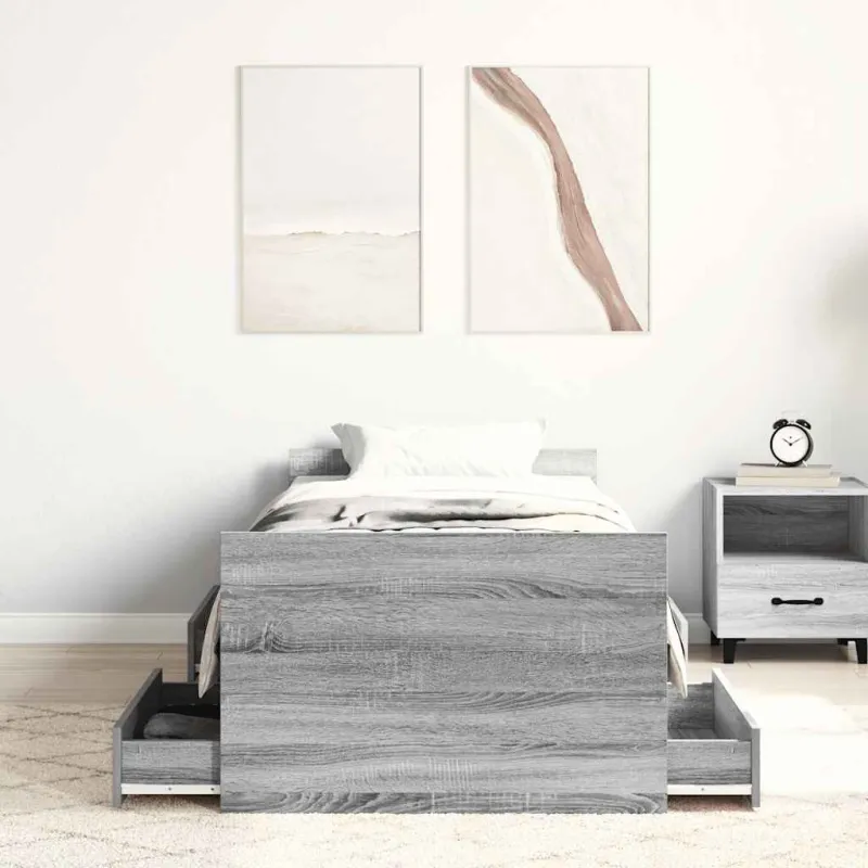 Lovos rėmas su galvūgaliu ir kojūgaliu, pilkas, 90x200cm