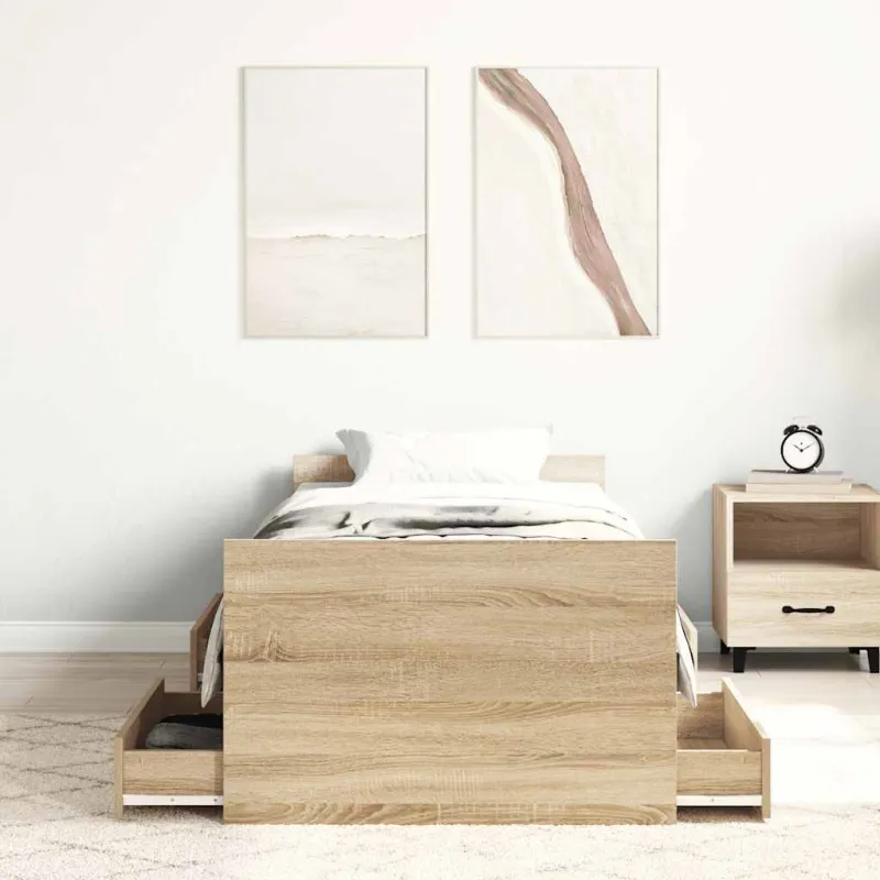 Lovos rėmas su galvūgaliu ir kojūgaliu, ąžuolo, 75x190cm
