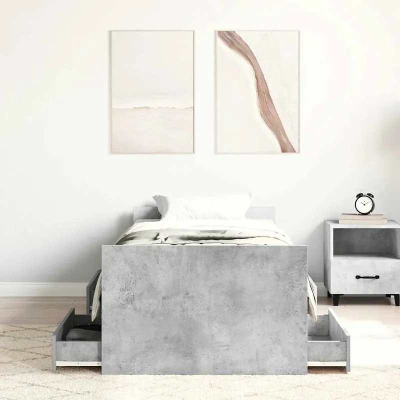 Lovos rėmas su galvūgaliu ir kojūgaliu, betono, 75x190cm