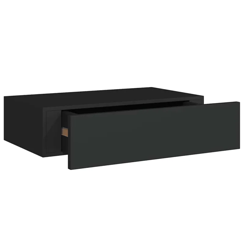 Lentynos su stalčiais, 2vnt., juodos, 40x23,5x10cm, MDF