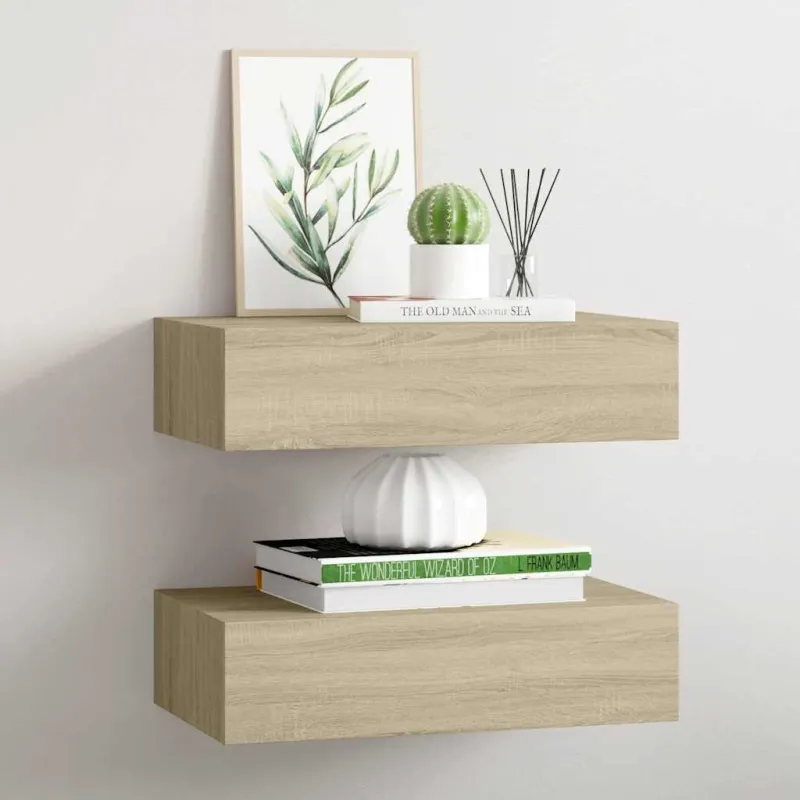 Lentynos su stalčiais, 2vnt., ąžuolo, 40x23,5x10cm, MDF