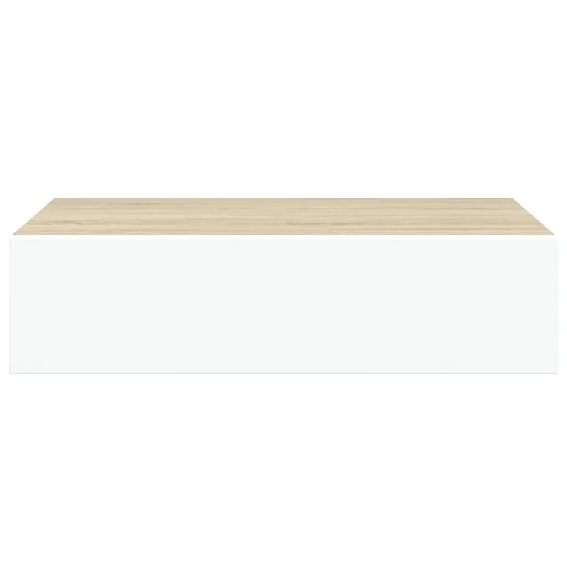 Prie sienos tvirtinama stalčių lentyna, ąžuolo ir baltos spalvos, 40x23,5x10cm, MDF