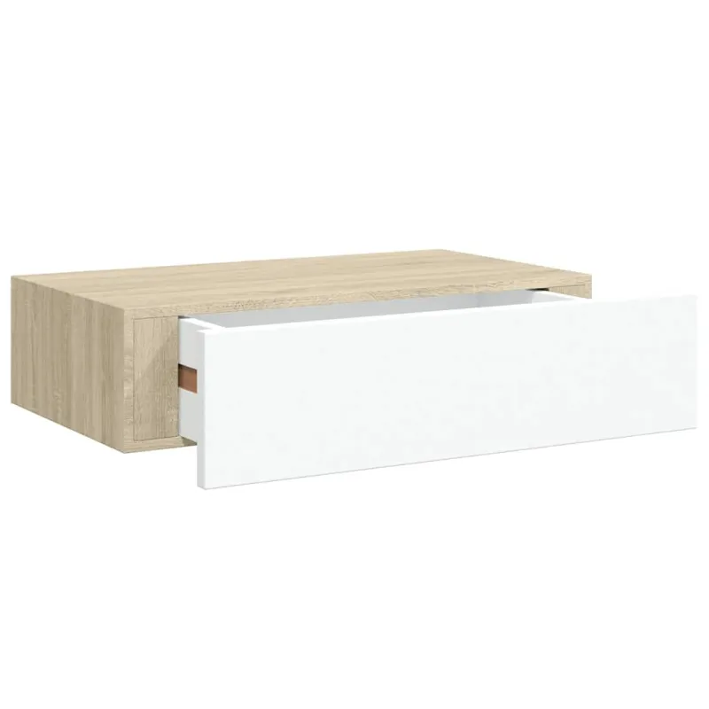 Lentynos su stalčiais, 2vnt., ąžuolo/baltos, 40x23,5x10cm, MDF