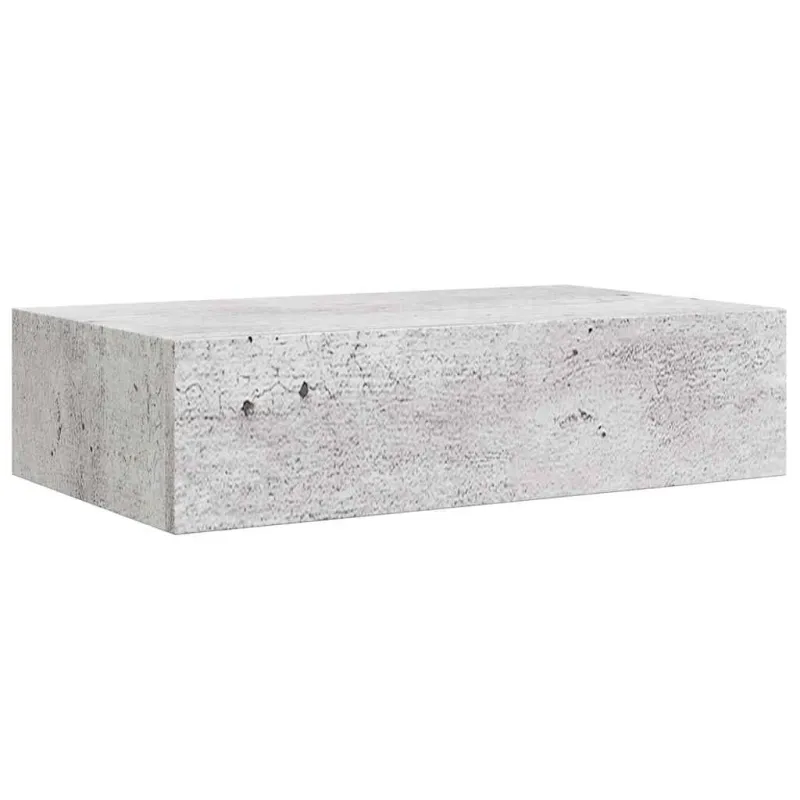 Sieninė lentyna su stalčiumi, betono pilka, 40x23,5x10cm, MDF