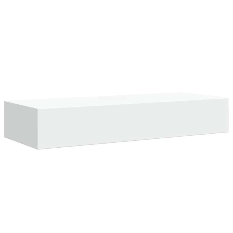 Sieninė lentyna su stalčiumi, baltos spalvos, 60x23,5x10cm, MDF