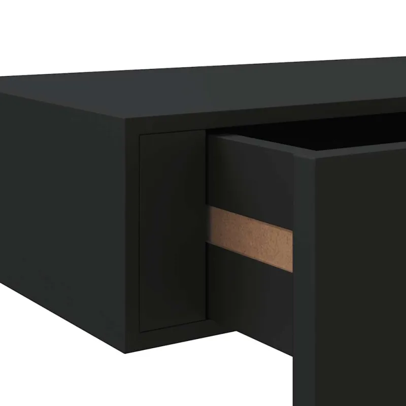 Lentynos su stalčiais, 2vnt., juodos, 60x23,5x10cm, MDF