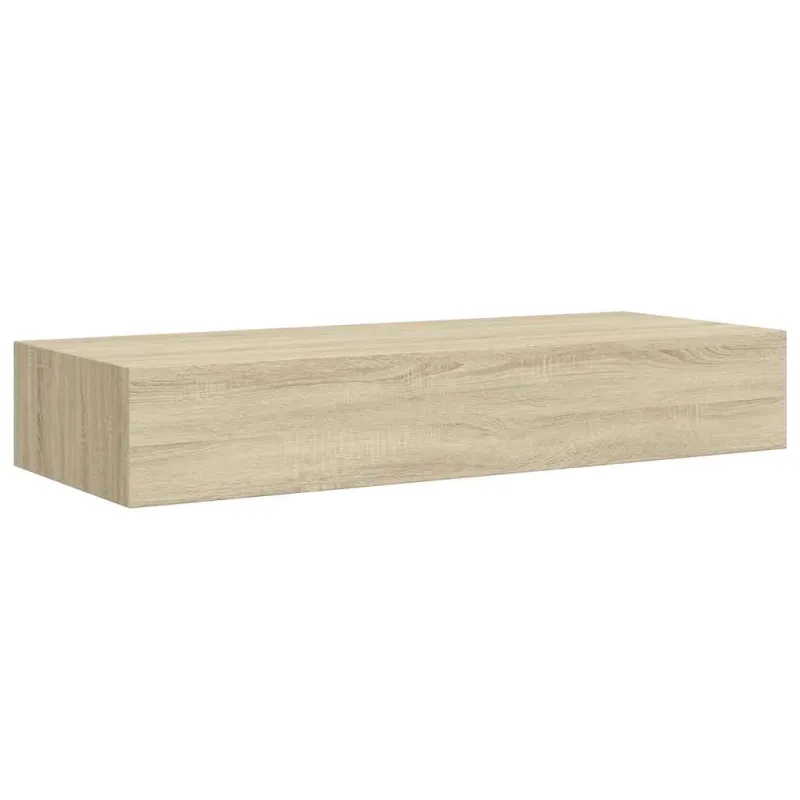 Sieninė lentyna su stalčiumi, ąžuolo, 60x23,5x10cm, MDF