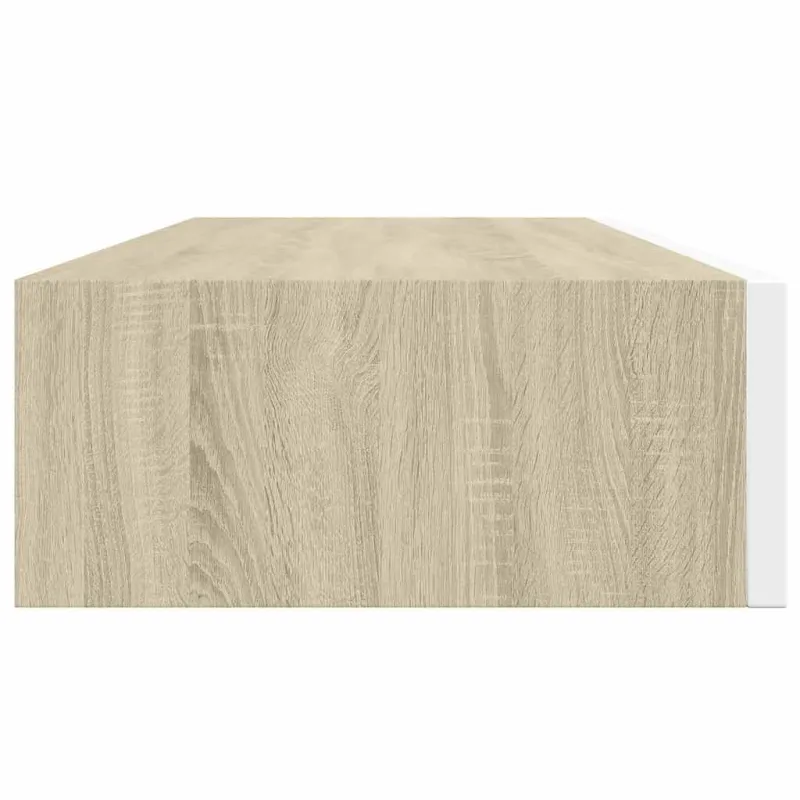 Prie sienos tvirtinama stalčių lentyna, ąžuolo ir baltos spalvos, 60x23,5x10cm, MDF