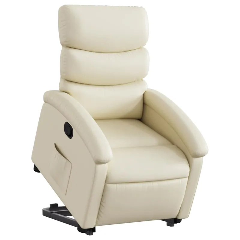 Atsistojantis atlošiamas krėslas, kreminis, dirbtinė oda