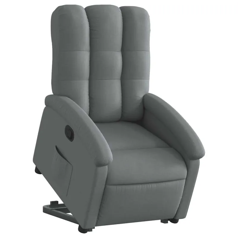 Atsistojantis atlošiamas krėslas, tamsiai pilkas, audinys