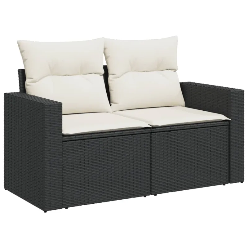Soodokokoonpano pehmusteilla, 10 osaa, musta, polyrattani