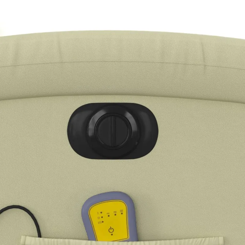 Atsistojantis elektrinis masažinis krėslas, kreminis, tikra oda