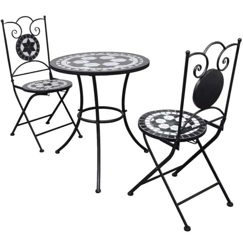 Bistro-Setti, 3-os dalys, musta/valkoinen, keramiikkalaatat